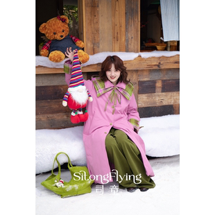 司童 海格蛋糕粉绿格纹风衣羽绒服女连帽90白鸭绒冬新款保暖御寒