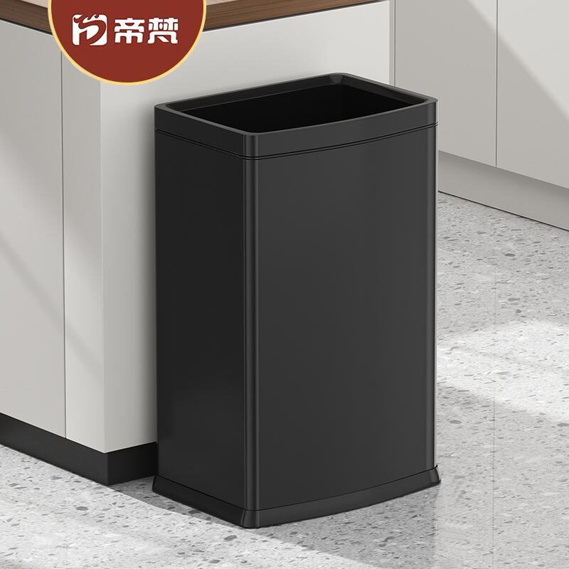 40L/50L不锈钢垃圾桶家用无盖厨房高档酒店办公室商用大容量纸篓