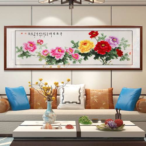 花开富贵牡丹花客厅沙发背景墙装饰画挂画手绘真迹国画牡丹图卧室