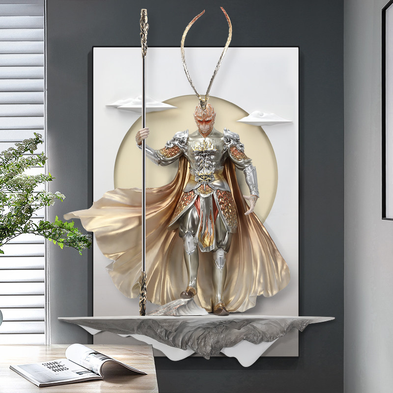 入户玄关装饰画走廊过道斗战胜佛立体壁画齐天大圣客厅孙悟空挂画