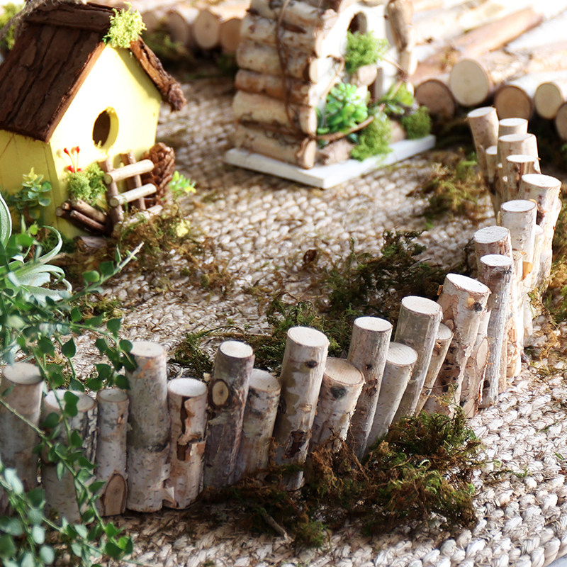 桦木小栅栏小篱笆装饰摆件场景围栏隔断落地造景道具户外庭院花园