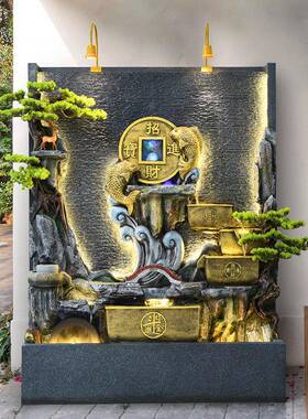 VZE水幕墙招流水屏风鱼缸造景鲤循环水客庭厅院公司玄关财锦水景