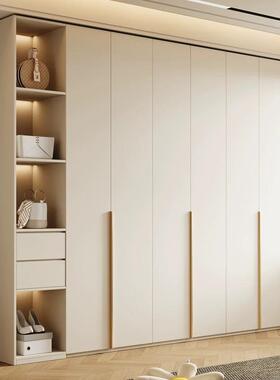 E4703NF级实欧松板衣柜家用书卧木室柜子衣间大帽衣橱连桌一体组
