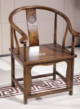 实木圈椅新中式围椅喝椅茶家茶QGJ用饭店古茶楼酒店桌餐主人椅风