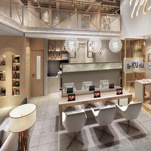 啡店饮品店奶茶汁甜品咖007果烧餐厅烤店面效果图装 修设计SI设计