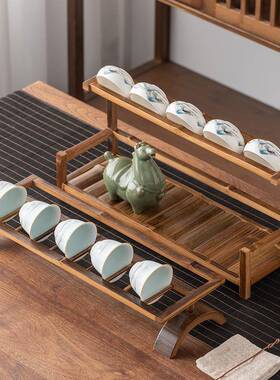 博古架架夫茶杯置物架收纳架紫砂功壶展示茶茶桌76711器茶具茶壶