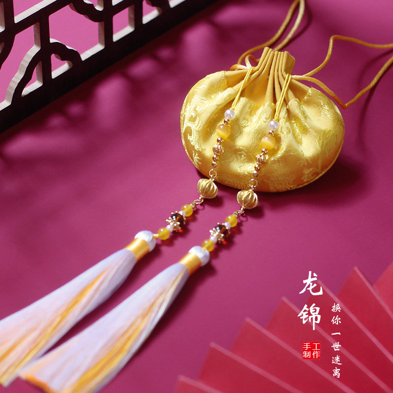 龙锦纯手工香囊新年古风龙纹荷包汉服配饰随身香包高档腰配流苏女