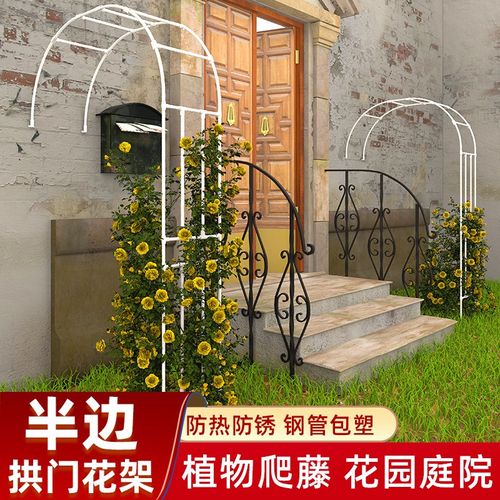 半边拱门花架庭院户外包塑铁艺半拱行花园支撑架 植物月季爬藤架