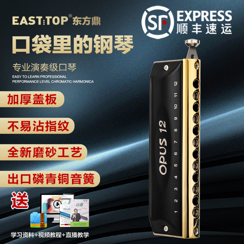 EASTTOP东方鼎半音阶口琴12孔C调专业高级入门初学者演奏OPUS12