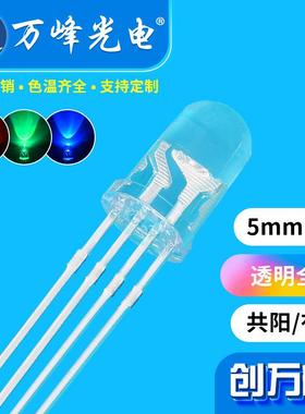 RGB色led发光二极管5mm三全彩灯5珠f红蓝直插EPY式led灯绿珠