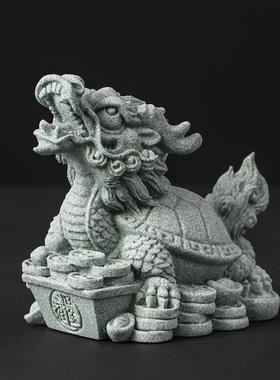 创龟玄6521武青砂石茶宠摆龙茶桌桌面件微景观鱼缸意造景工艺品装