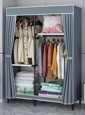 热销简易衣F975S67M柜用人卧室钢架家单宿舍组全装布衣柜出租房收