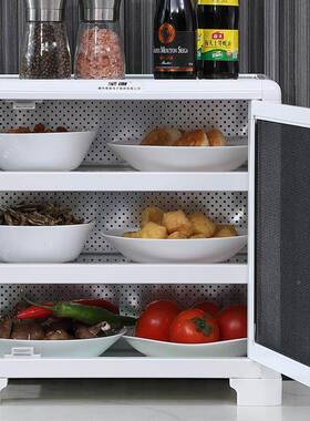 简易碗柜家用厨柜房台面透气网纱放剩菜储F967998T物餐边柜纳饭橱