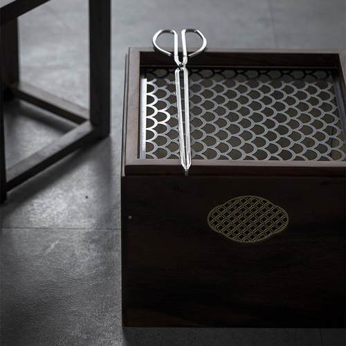 黑炉胡桃木SNE炉炭茶道配件火钵煮茶围炉取暖烤箱火箱柜