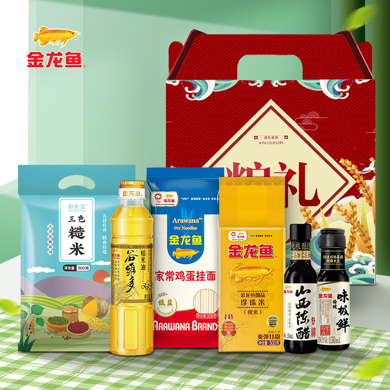金龙鱼油米组合食用油400ML稻米油大米500G一斤装伴手礼粮油礼盒