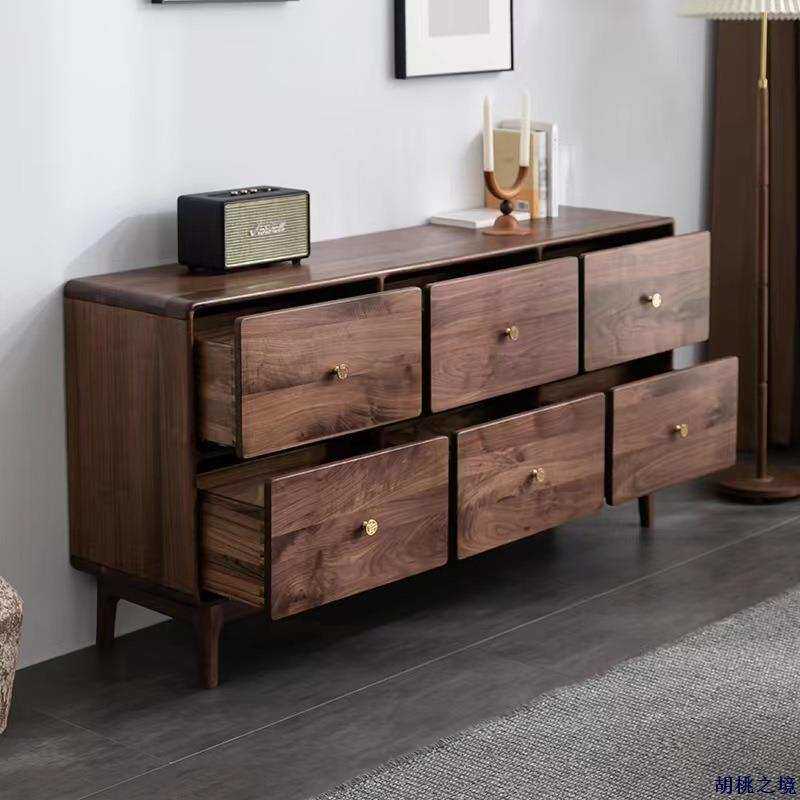 北美黑胡桃木全实木六斗柜卧室储物收纳柜玄关客厅靠墙餐边柜