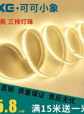 超亮高亮led灯带三排2835 户外防水装饰线灯光带220v双排灯条灯管