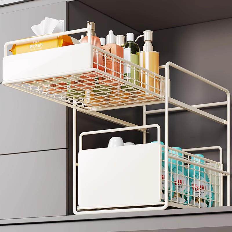卫生间下水槽置物架浴室洗漱台橱柜内抽拉收纳架厨房碗具收纳神器