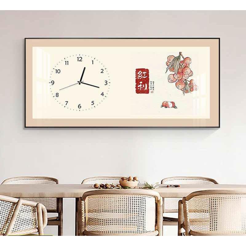 新中式万历电子钟表画餐厅画挂钟墙上装饰画创意钟表客厅家用饭厅
