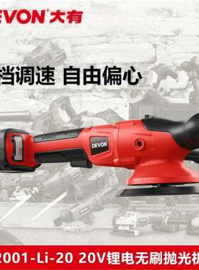 大有20V锂电充电式抛光机偏心打磨机汽车打蜡机漆面2001打磨机