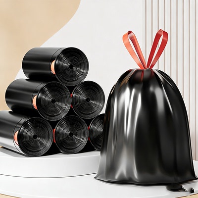 【KLll】手提式抽绳垃圾袋家用自kl动收口实惠装GB4