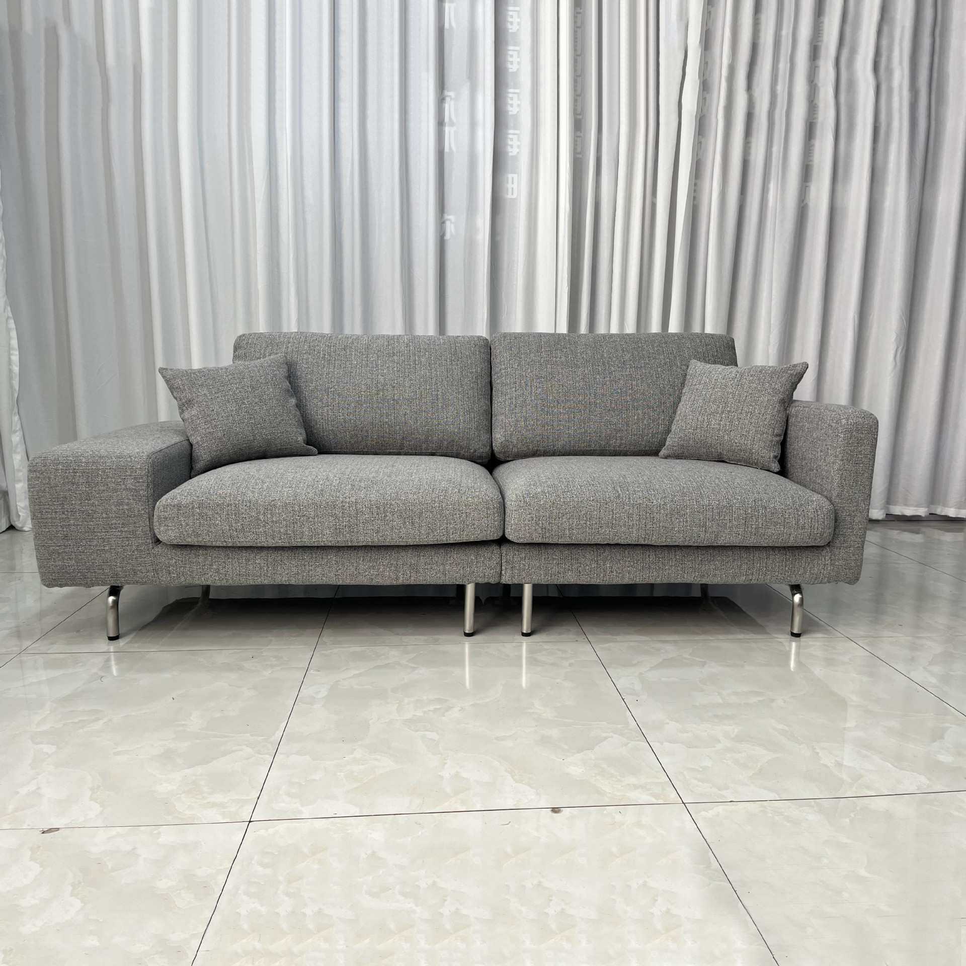 北欧棉麻布艺沙发羽绒奶油风复古现代简约拆洗大小扶手三人位沙发