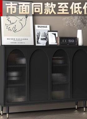 Y曗1现代简约餐边柜黑色储物置物柜客厅茶水酒柜玄关柜宅寂风柜子