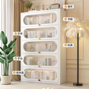 书柜家用收纳柜大容量防尘储物铁皮柜简约客厅置物柜书架展示柜