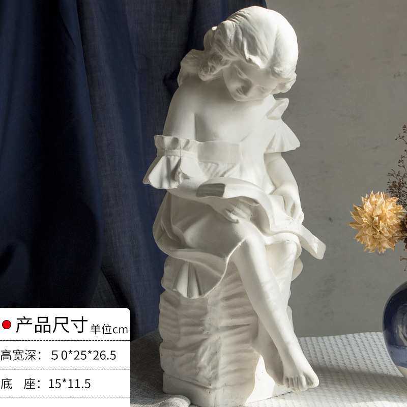 看书女孩石膏像头像美术素描教具人像胸像雕塑摆件模型雕像破损补