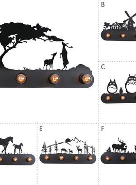 RH风格床头酒店餐馆客铁艺铁架长臂双节怀旧黑色复古带开关壁灯