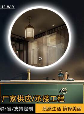 浴室镜智能镜子带灯厕所卫生间发热膜防雾镜圆形发光镜led镜圆形