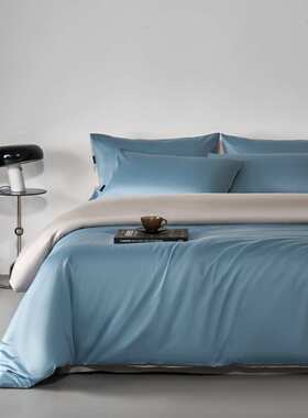 高级A类120支长绒棉100全棉四件套五星级专用纯棉拼色被套三件套