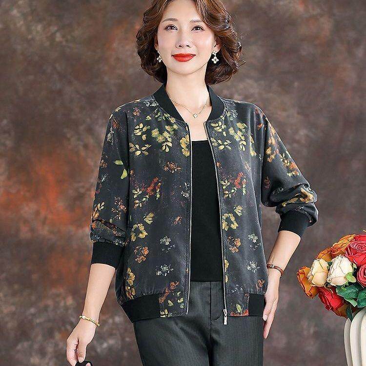 高档新中式丝绸短外套女春秋新款高级感外衣小个子妈妈蚕丝夹克