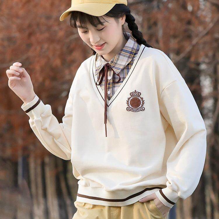 假两件卫衣 少女春装初中学生 2022新款韩版学院风