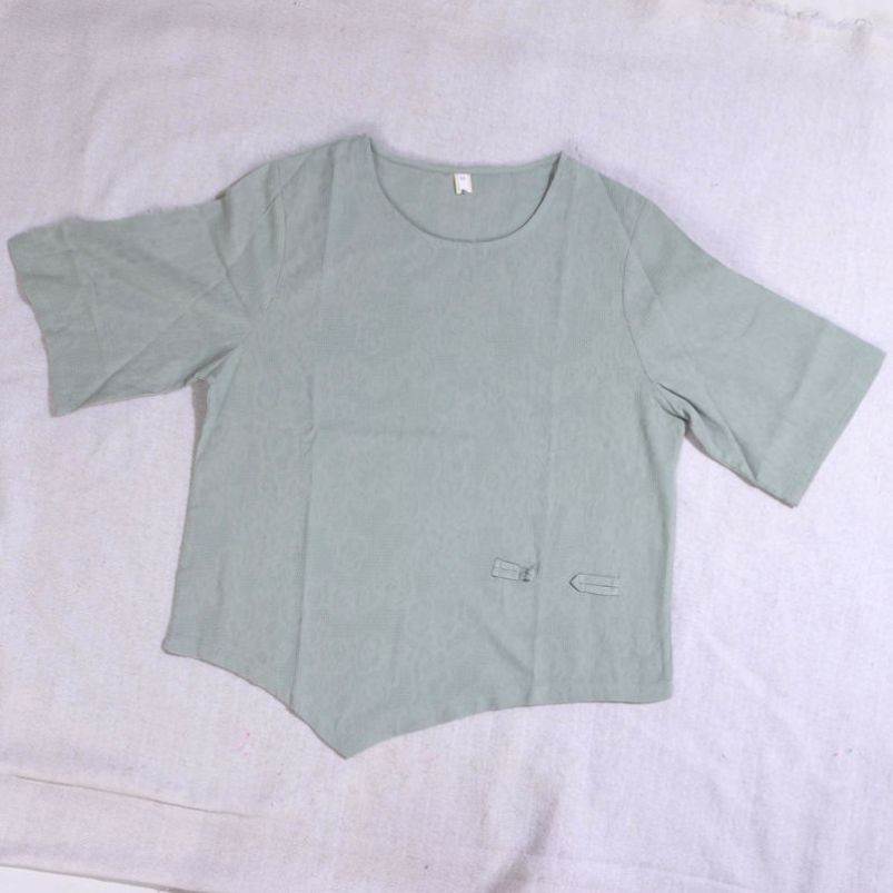 棉麻上衣女短袖T恤夏款盘扣棉提花文艺复古宽松显瘦不规则衣服