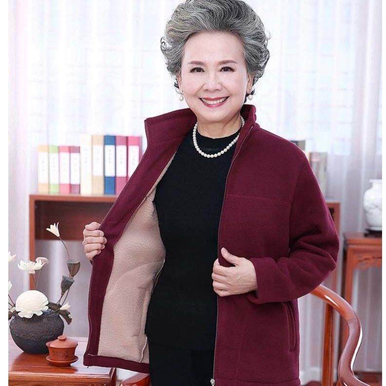 摇粒绒卫衣 中老年女秋装短外套 60-70岁80老人衣服奶奶装