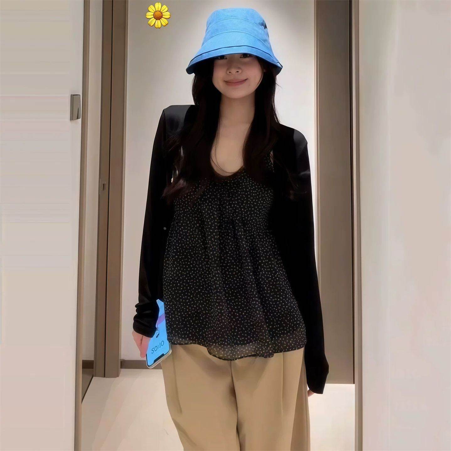 大码胖MM黑色波点吊带背心女夏2026新款薄款长袖开衫2026超火套装
