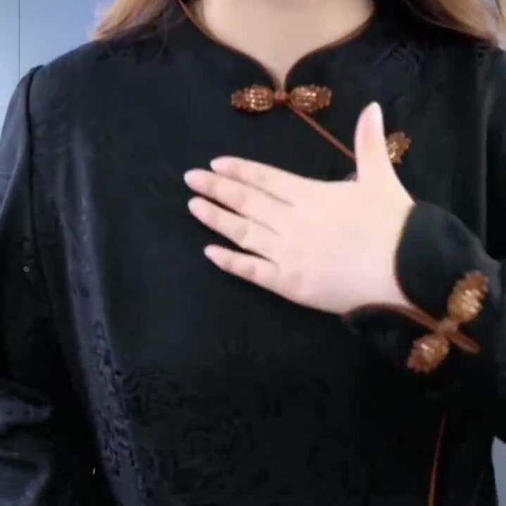 加绒加厚新中式妈妈卫衣 女秋冬季大码宽松 中国风外穿打底上衣