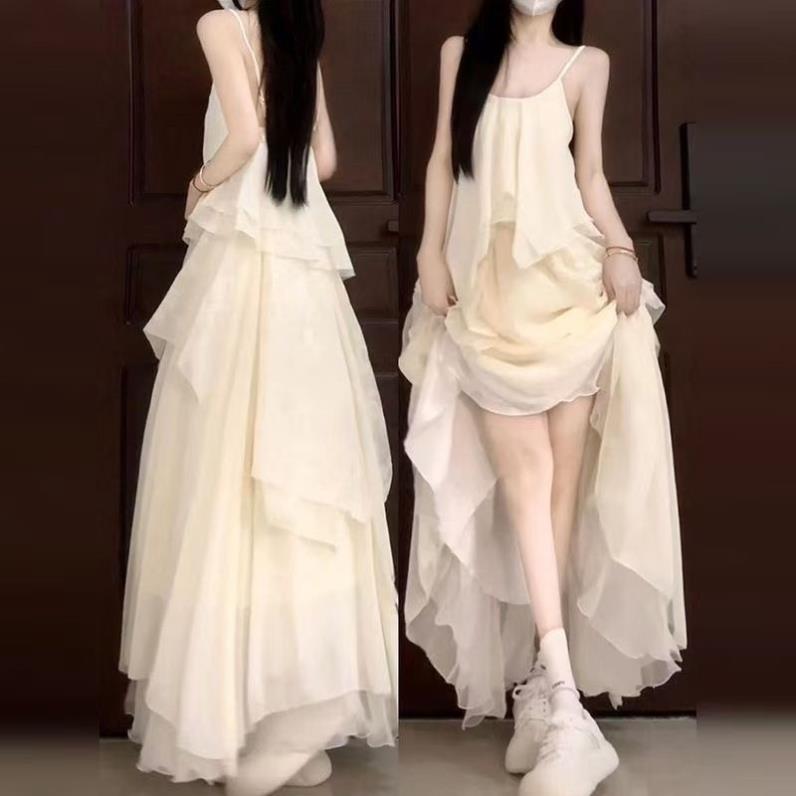 夏季海边度假薄纱吊带连衣裙子女装2026春季新款长裙开春气质穿搭