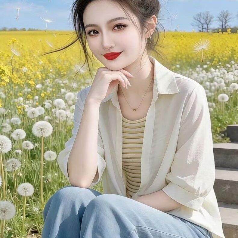 韩系不规则扭结条纹两件套衬衫 女夏季大码胖妹妹 休闲减龄气质上