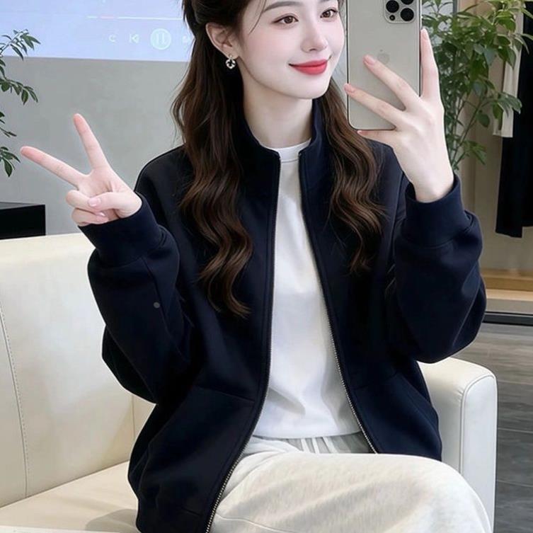 美式拉链开衫立领卫衣外套女春秋2026新款爆款宽松慵懒风长袖上衣