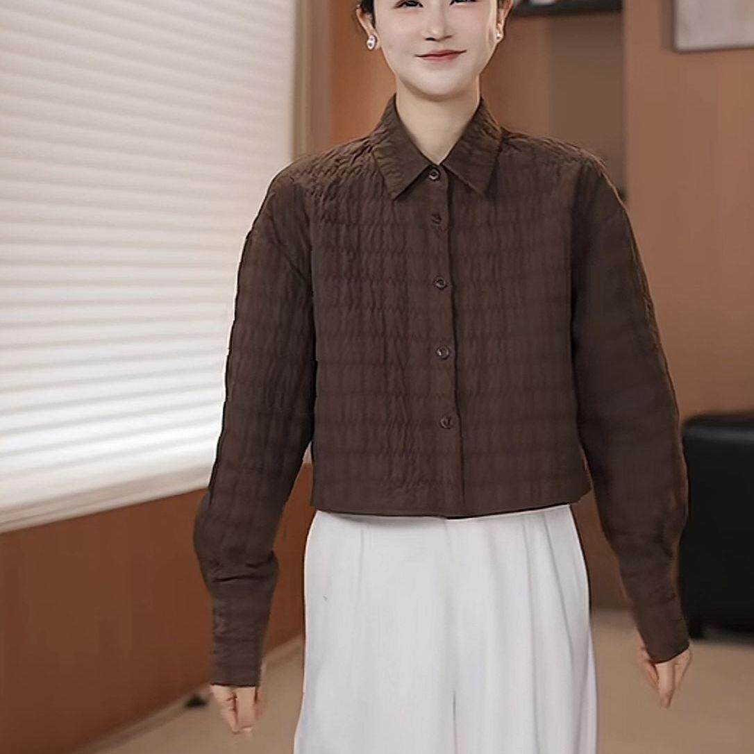 短款夹棉衬衫女 秋冬小个子减龄洋气 2026新款欧货百搭宽松保暖上