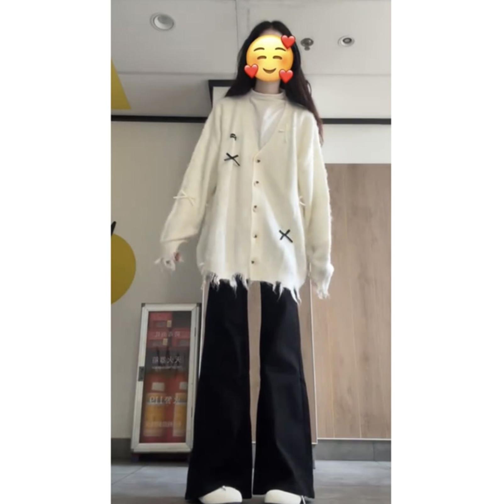 软糯白色麻花宽松慵懒风毛衣开衫女秋冬设计感蝴蝶结针织外套上衣