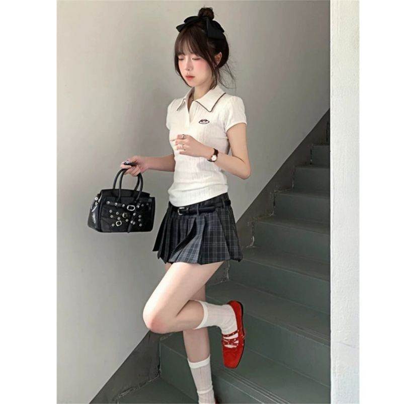 运动套装女夏季学生韩版宽松时尚网红学院风短袖短裙休闲两件套潮