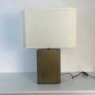 设计师款客厅书房样板间装饰灯具北欧铜方形布灯罩台灯