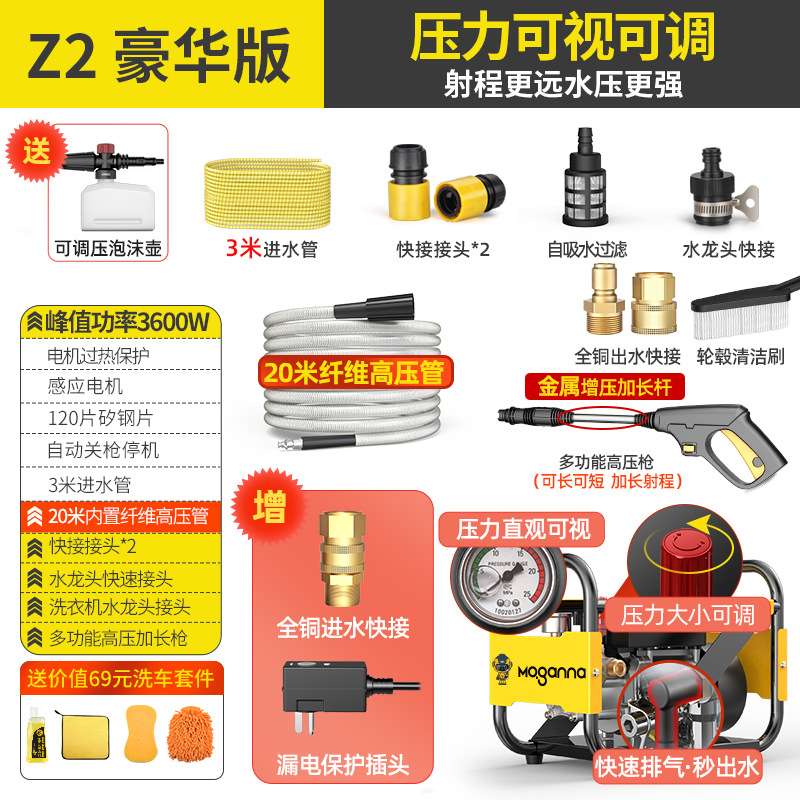 洗车机220V高压家用小型水泵商用大功率清洗机刷车工具神器水