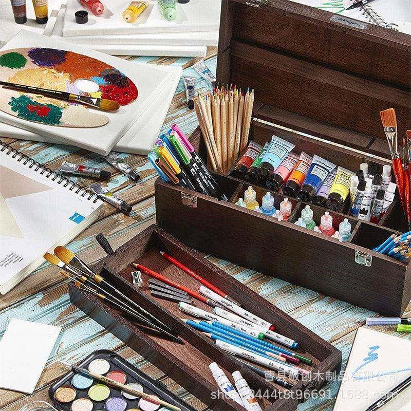 迷你木质便携式收纳盒带抽屉随身便携木盒带锁扣复古木箱储物箱