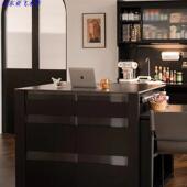 欧式 樱桃木餐厅实木岛台伸缩台厨房岛台餐桌一体料理台餐边柜