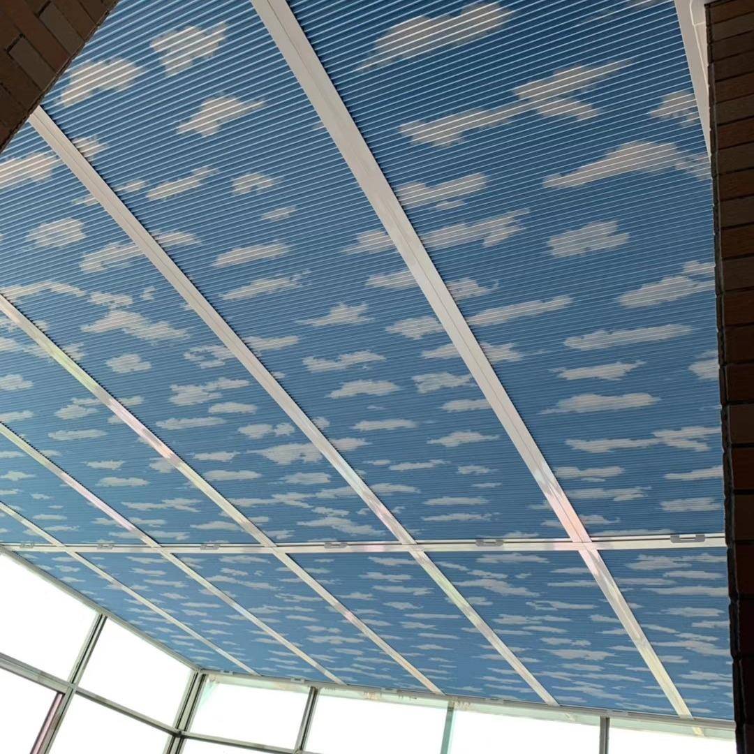 光武汉阳光房193蜂帘巢遮阳电动天棚帘天幕窗采顶隔遮热阳布帘