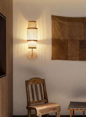 新中式竹艺壁灯竹室创意灯日式简约茶61333室艺壁术竹灯编具镜卧